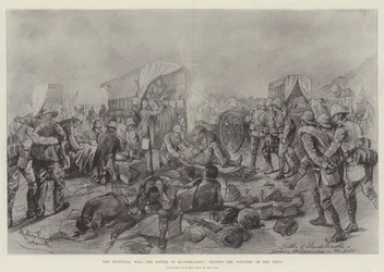 Der Transvaal-Krieg, die Schlacht von Elandslaagte, Versorgung der Verwundeten auf dem Feld